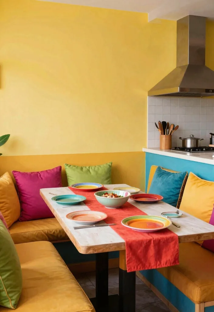 12 Kitchen Booth Ideas for Cozy Casual Dining 36 12 Kitchen Booth Ideas for Cozy Casual Dining 6. A Pop of Color for Cheer 0