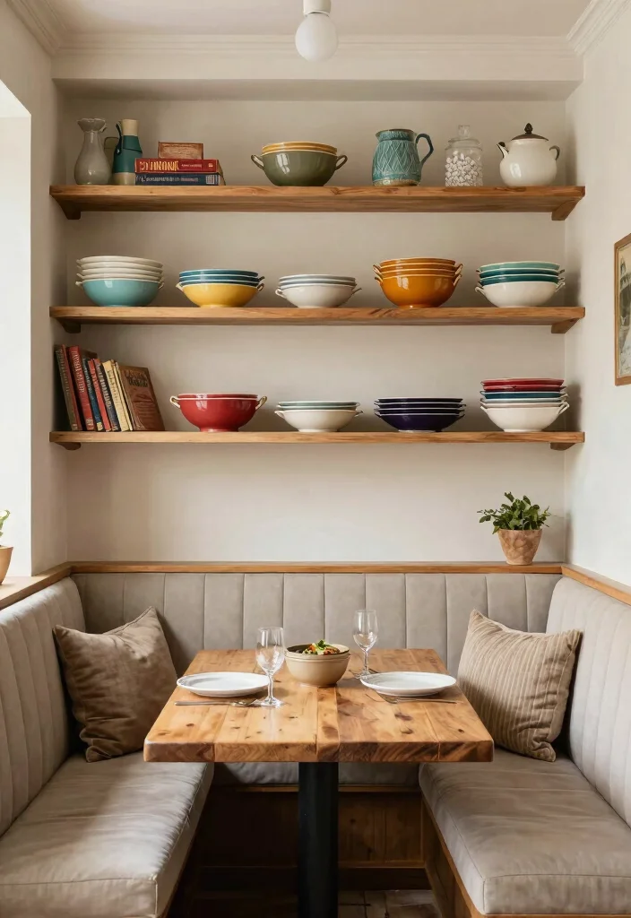 12 Kitchen Booth Ideas for Cozy Casual Dining 37 12 Kitchen Booth Ideas for Cozy Casual Dining 7. Open Shelving for Charming Display 0