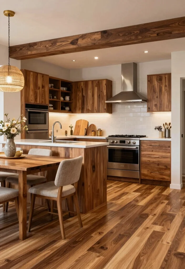12 Kitchen Wood Flooring Ideas for Natural Warmth 52 12 Kitchen Wood Flooring Ideas for Natural Warmth 12. Mixed Wood Elements 0