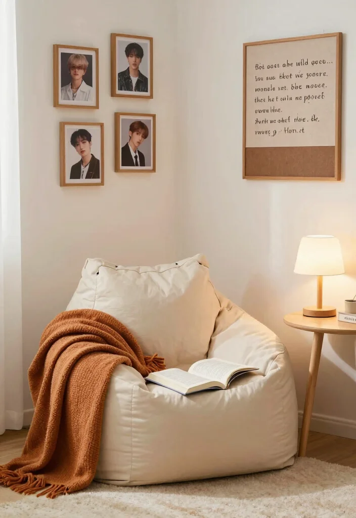 12 Kpop Bedroom Ideas with Trendy Fan Aesthetic 4. Cozy Reading Nook 0