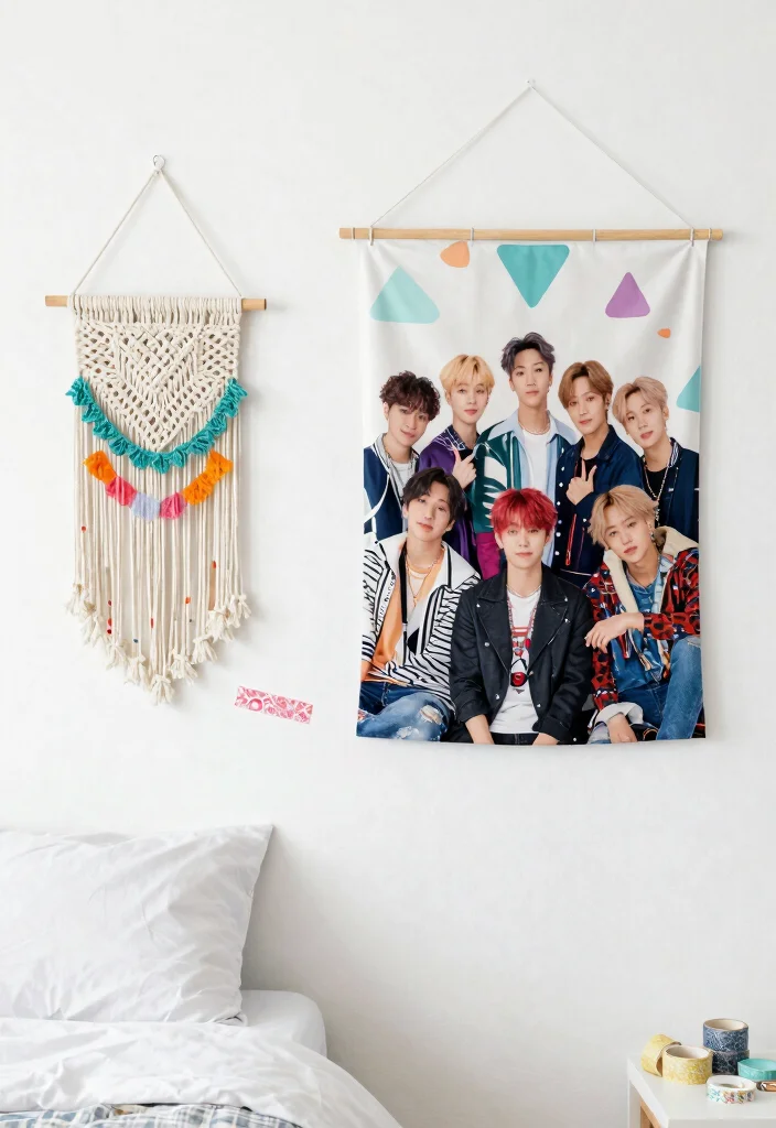12 Kpop Bedroom Ideas with Trendy Fan Aesthetic 5. Trendy Wall Decor 0