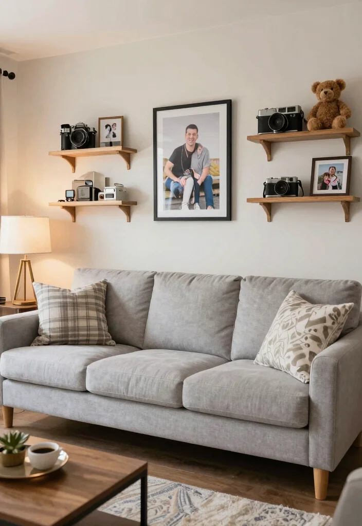 12 Light Gray Sofa Living Room Ideas for Easy Styling 62 12 Light Gray Sofa Living Room Ideas for Easy Styling 12. Personalized Touches 0