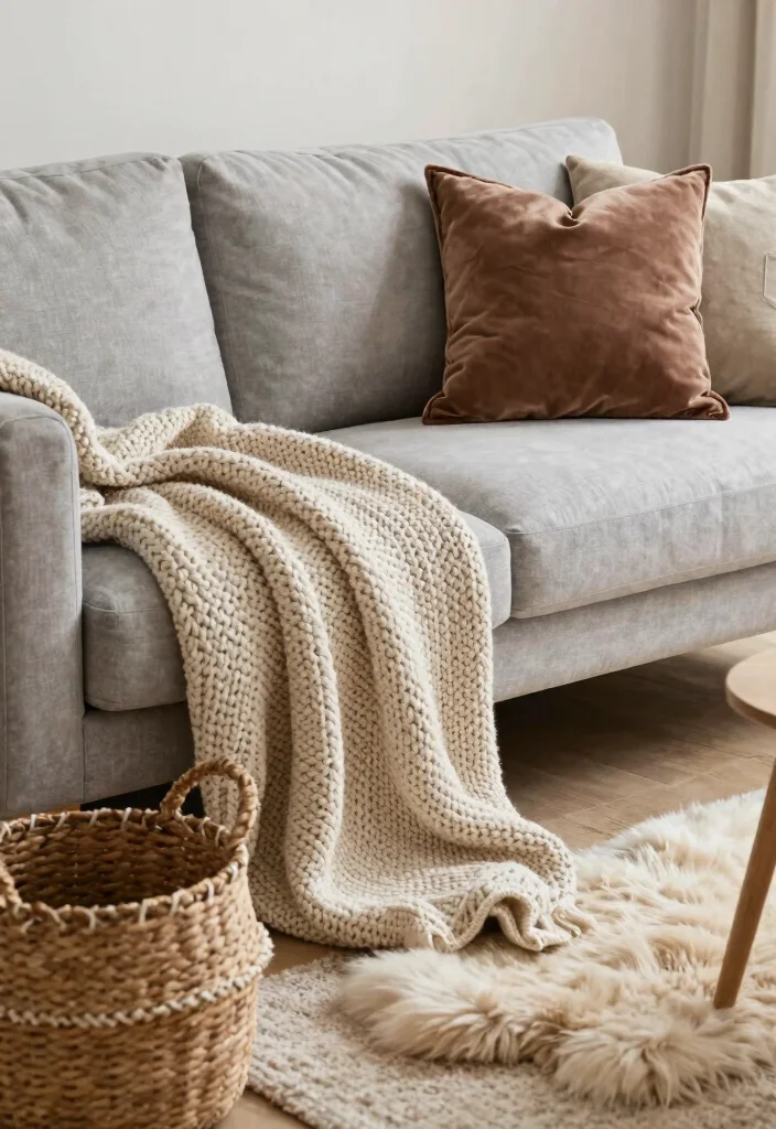 12 Light Gray Sofa Living Room Ideas for Easy Styling 13 12 Light Gray Sofa Living Room Ideas for Easy Styling 3. Cozy Up with Textures 0