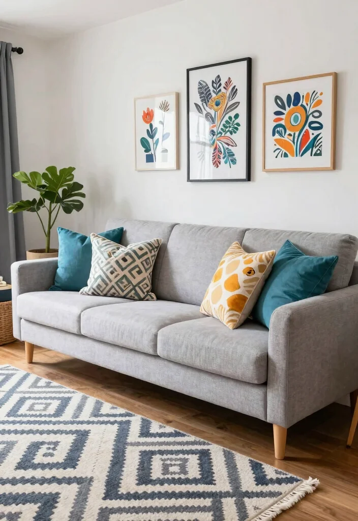 12 Light Gray Sofa Living Room Ideas for Easy Styling 15 12 Light Gray Sofa Living Room Ideas for Easy Styling 5. Play with Patterns 0