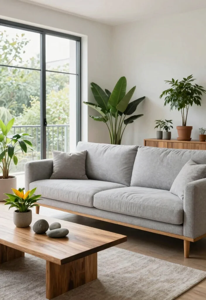 12 Light Gray Sofa Living Room Ideas for Easy Styling 26 12 Light Gray Sofa Living Room Ideas for Easy Styling 6. Accent with Natural Elements 0