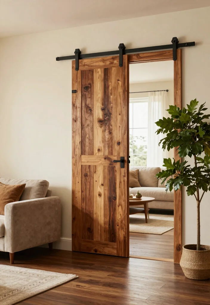12 Living Room Door Ideas to Improve Flow and Style 1. Eco Friendly Sliding Barn Doors 0