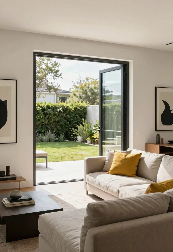 12 Living Room Door Ideas to Improve Flow and Style 4. Bi Fold Doors for Space Efficiency 0