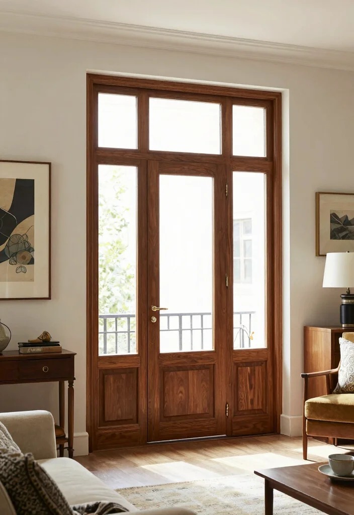 12 Living Room Door Ideas to Improve Flow and Style 7. Multi Panel Doors for a Statement 0