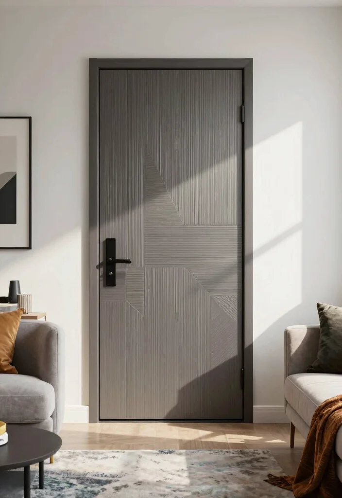 12 Living Room Door Ideas to Improve Flow and Style 9. Textured Panel Doors for Visual Interest 0
