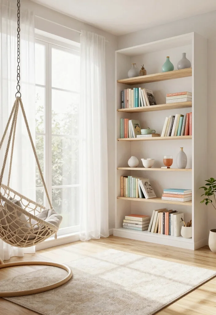 12 Living Room Library Ideas for Reading Corners 6. Bright and Airy Retreat 0