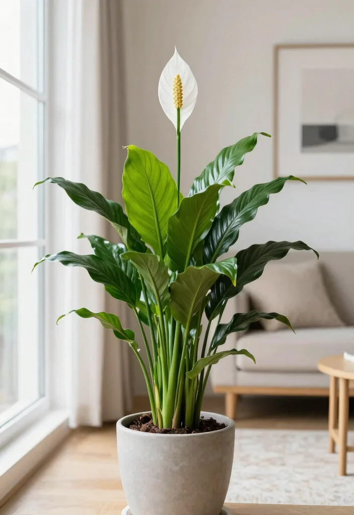 12 Living Room Plant Ideas for a Natural Look 14 12 Living Room Plant Ideas for a Natural Look 4. Peace Lily 0