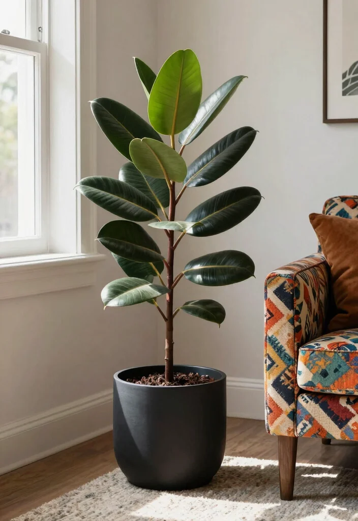 12 Living Room Plant Ideas for a Natural Look 26 12 Living Room Plant Ideas for a Natural Look 6. Rubber Plant 0