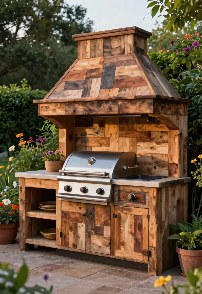 12 Outdoor Kitchen Backsplash Ideas for Stylish Durability 1. Reclaimed Wood Charm 0