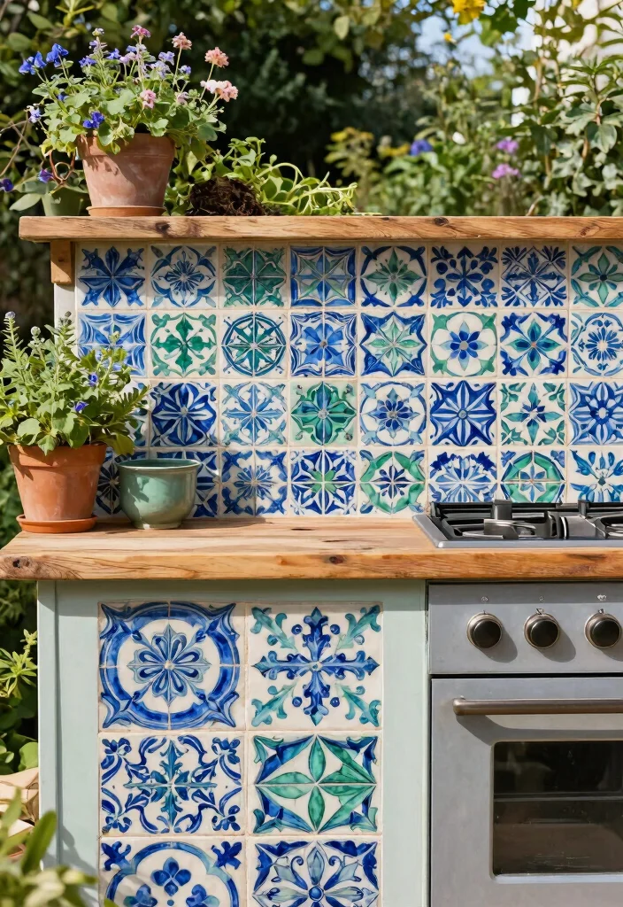 12 Outdoor Kitchen Backsplash Ideas for Stylish Durability 11. Vintage Tile Patterns 0