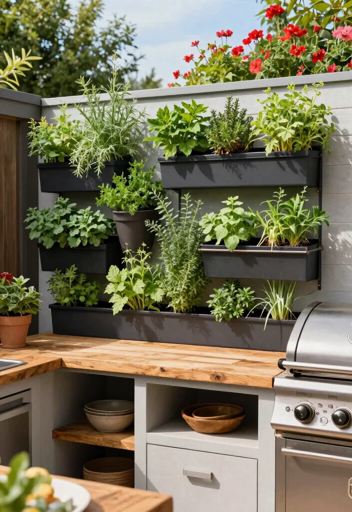 12 Outdoor Kitchen Backsplash Ideas for Stylish Durability 12. Planter Wall Backsplash 0