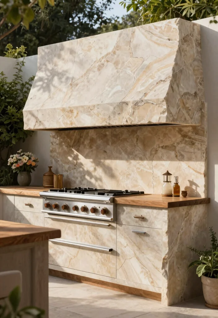 12 Outdoor Kitchen Backsplash Ideas for Stylish Durability 7. Natural Stone Slabs 0