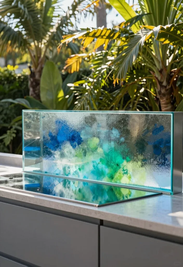 12 Outdoor Kitchen Backsplash Ideas for Stylish Durability 8. Eco Conscious Glass 0