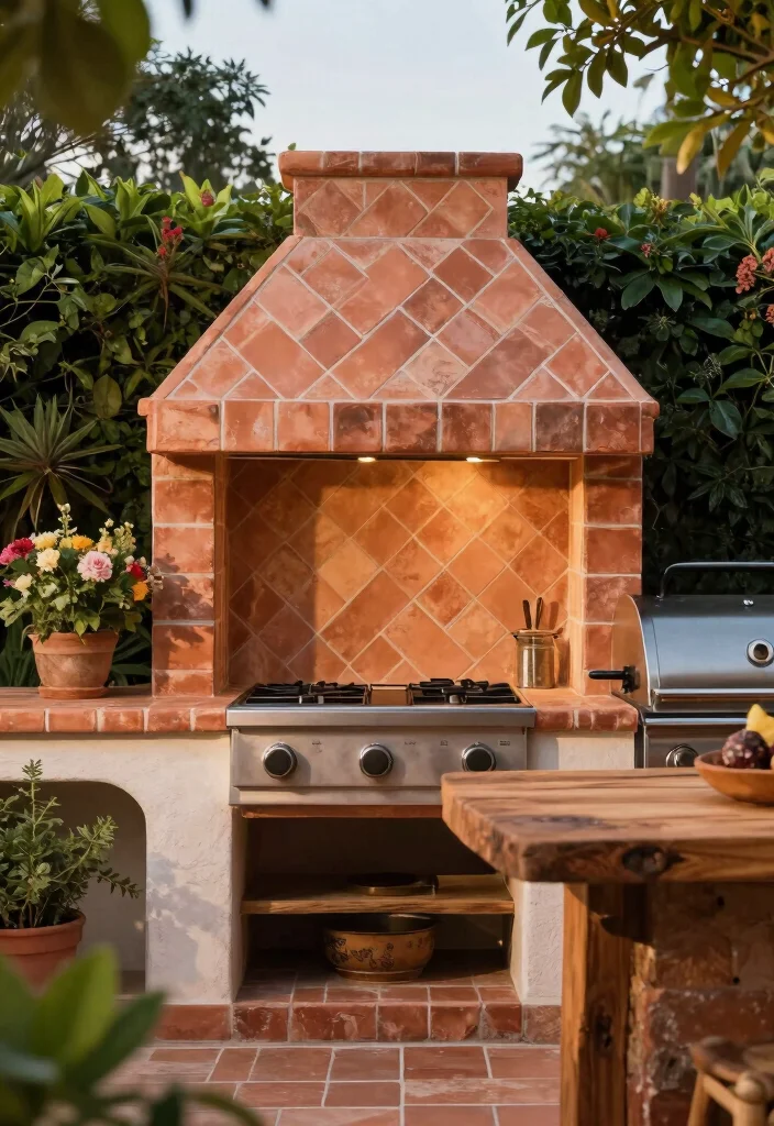 12 Outdoor Kitchen Backsplash Ideas for Stylish Durability 9. Earthy Terracotta Tiles 0