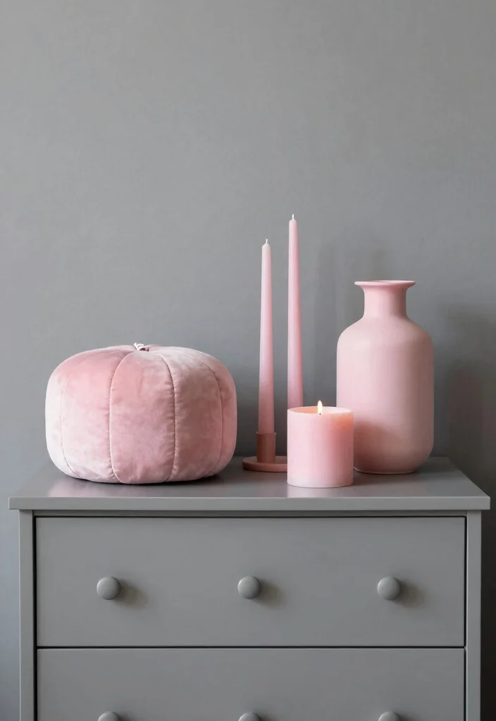 12 Pink and Grey Bedroom Ideas with Balanced Contrast 61 12 Pink and Grey Bedroom Ideas with Balanced Contrast 11. Pink Decorative Accessories 0