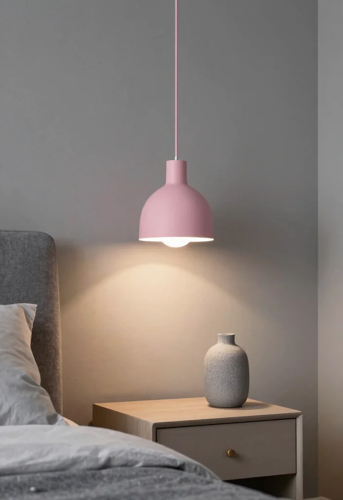 12 Pink and Grey Bedroom Ideas with Balanced Contrast 62 12 Pink and Grey Bedroom Ideas with Balanced Contrast 12. Pink and Grey Lighting Fixtures 0