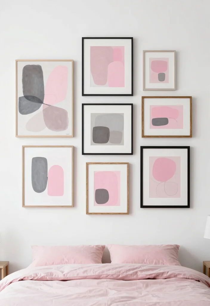 12 Pink and Grey Bedroom Ideas with Balanced Contrast 14 12 Pink and Grey Bedroom Ideas with Balanced Contrast 4. Pink and Grey Wall Art 0