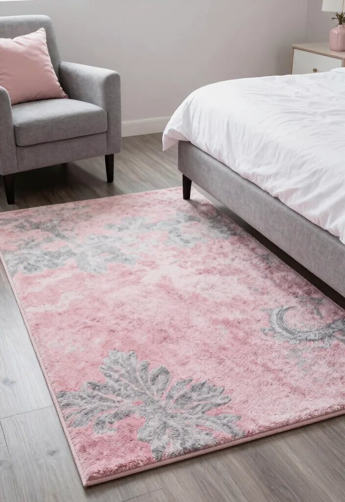 12 Pink and Grey Bedroom Ideas with Balanced Contrast 26 12 Pink and Grey Bedroom Ideas with Balanced Contrast 6. Pink and Grey Area Rugs 0