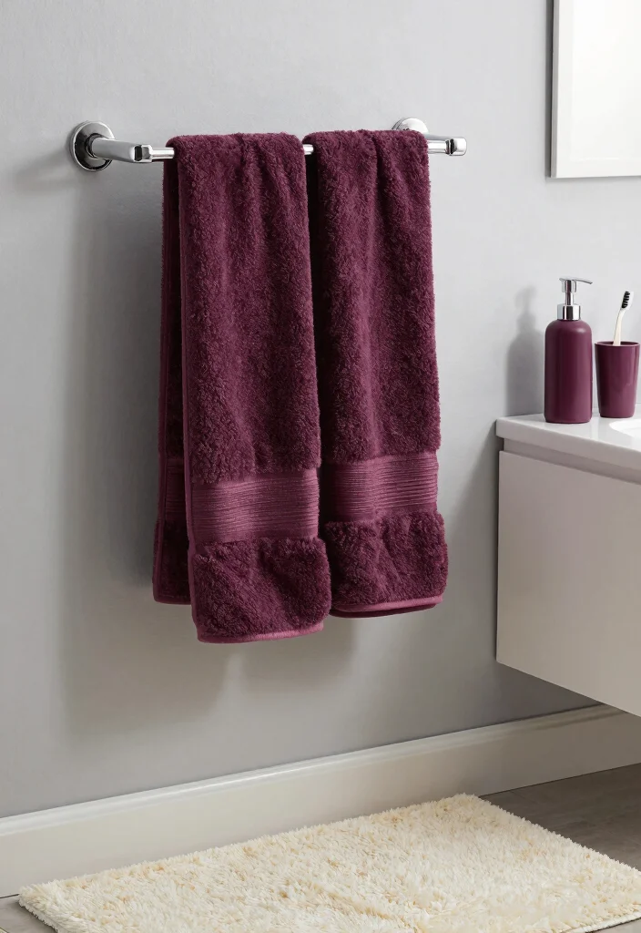 12 Plum Bathroom Ideas for a Rich Elegant Color Palette 12 12 Plum Bathroom Ideas for a Rich Elegant Color Palette 2. Plush Plum Towels and Accessories 0