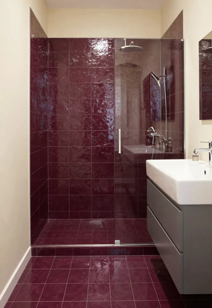 12 Plum Bathroom Ideas for a Rich Elegant Color Palette 26 12 Plum Bathroom Ideas for a Rich Elegant Color Palette 6. Rich Plum Tiles 0
