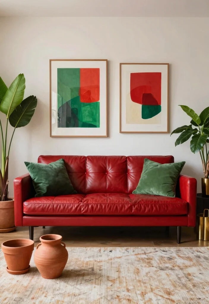 12 Red Leather Sofa Living Room Ideas with Bold Style 36 12 Red Leather Sofa Living Room Ideas with Bold Style 6. Complementary Color Accents 0