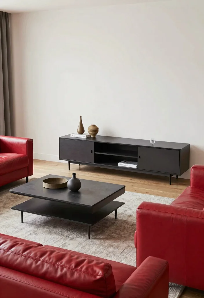 12 Red Leather Sofa Living Room Ideas with Bold Style 49 12 Red Leather Sofa Living Room Ideas with Bold Style 9. Function Meets Style 0