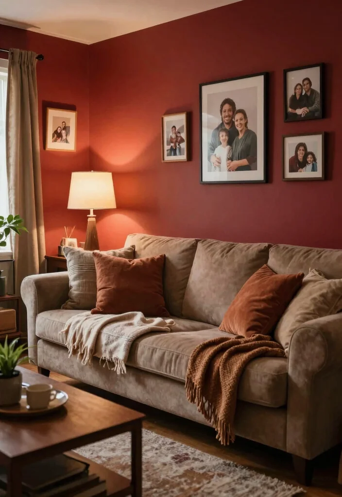 12 Red Wall Living Room Ideas for Bold Interiors 52 12 Red Wall Living Room Ideas for Bold Interiors 12. Warm and Cozy 0