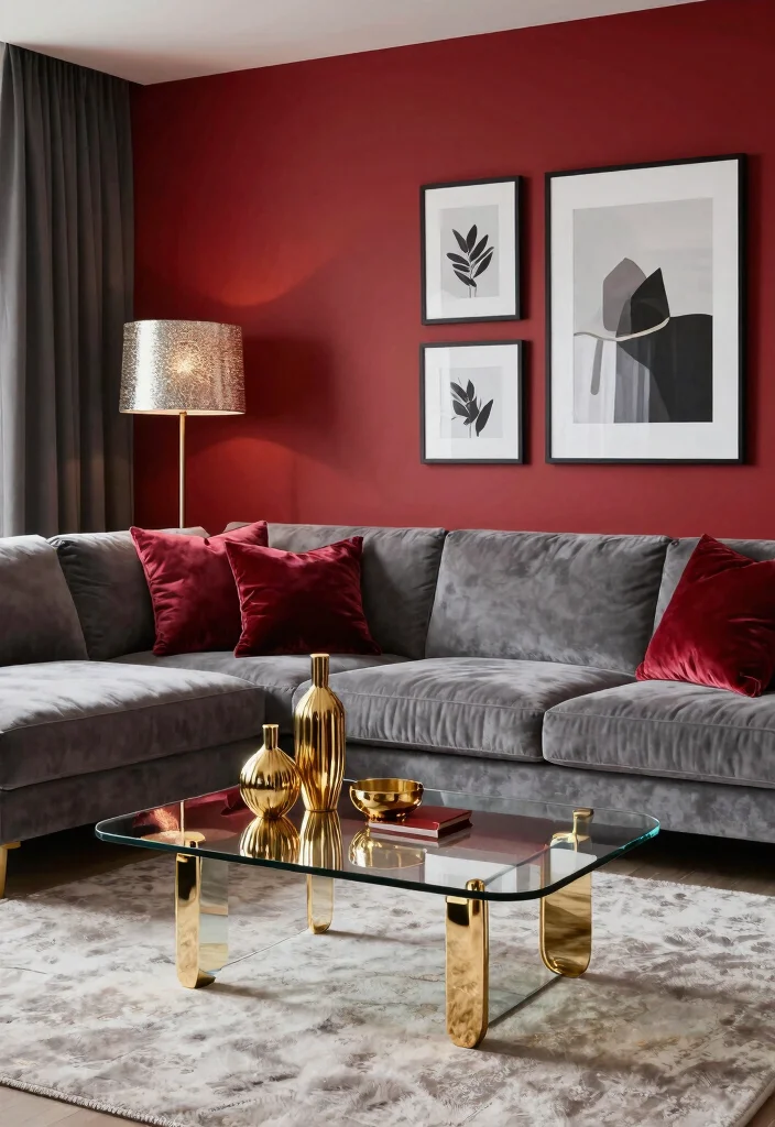 12 Red Wall Living Room Ideas for Bold Interiors 24 12 Red Wall Living Room Ideas for Bold Interiors 4. Contemporary Glam 0