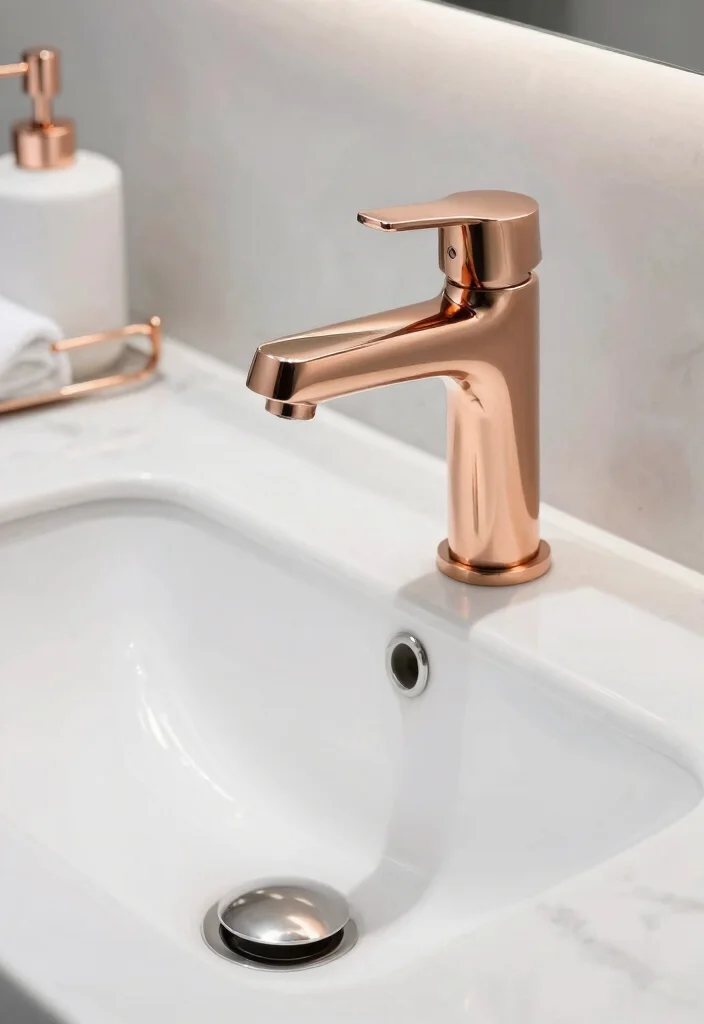 12 Rose Gold Bathroom Decor Ideas for a Soft Luxury Touch 12 12 Rose Gold Bathroom Decor Ideas for a Soft Luxury Touch 2. Chic Rose Gold Faucets 0