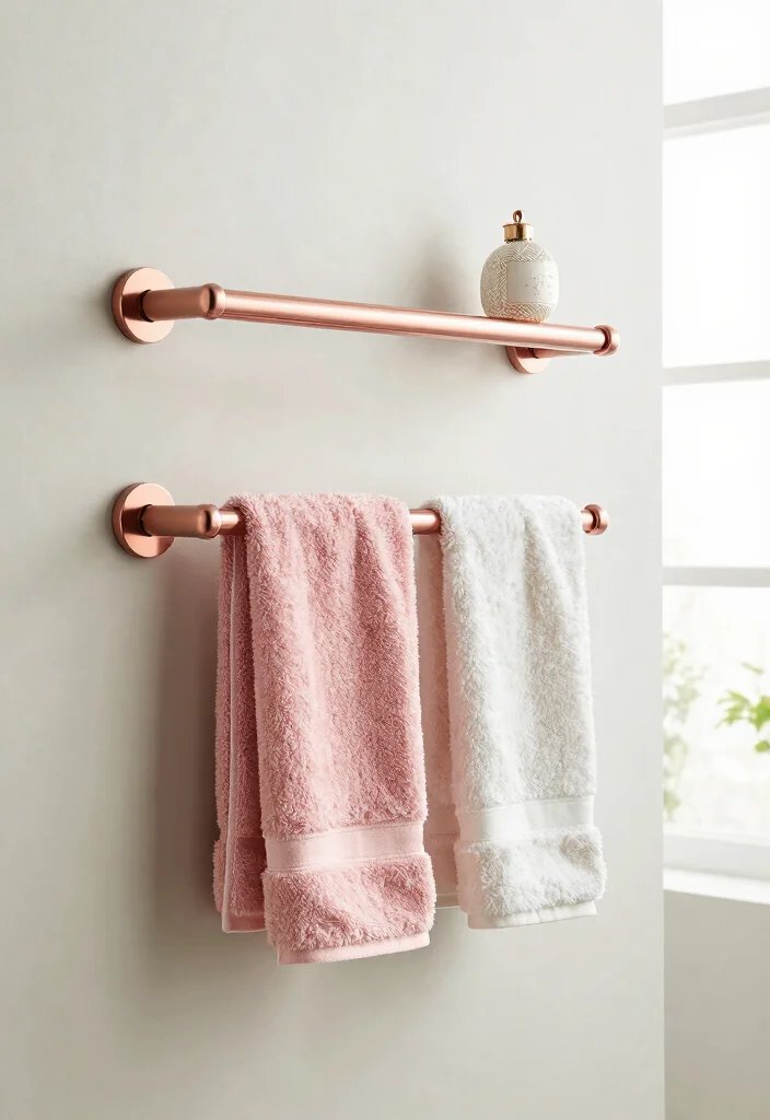 12 Rose Gold Bathroom Decor Ideas for a Soft Luxury Touch 26 12 Rose Gold Bathroom Decor Ideas for a Soft Luxury Touch 6. Rose Gold Towel Bars and Hooks 0