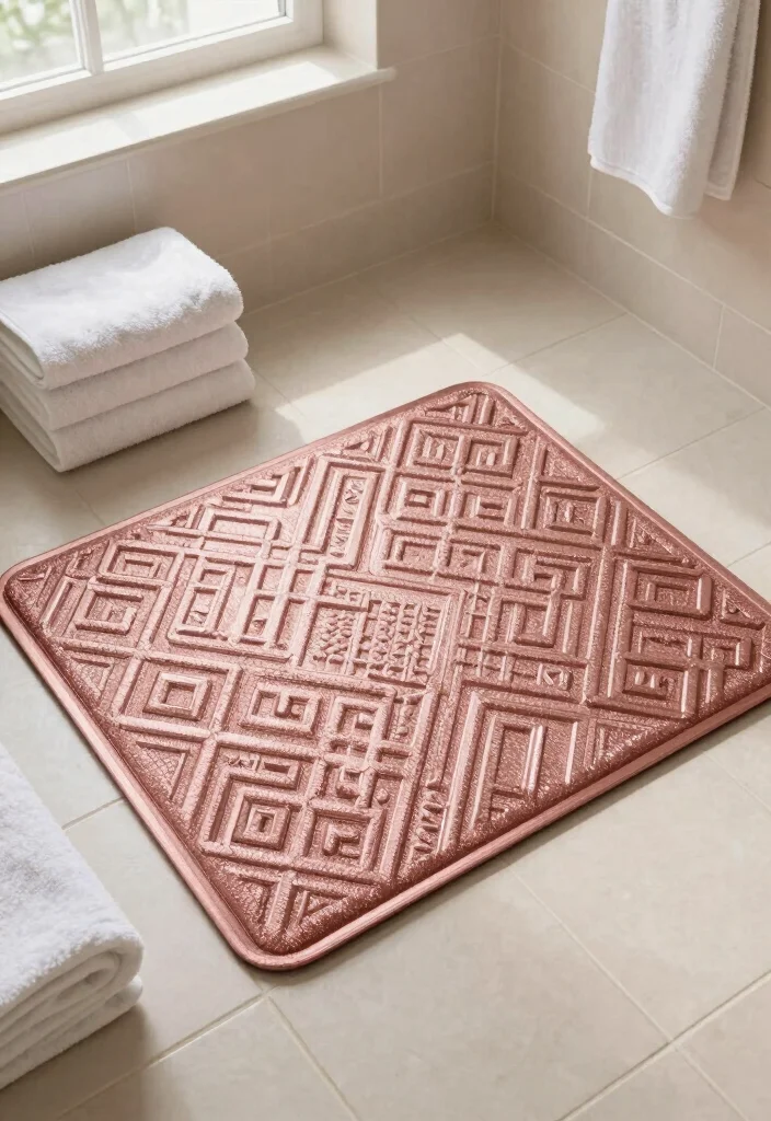 12 Rose Gold Bathroom Decor Ideas for a Soft Luxury Touch 27 12 Rose Gold Bathroom Decor Ideas for a Soft Luxury Touch 7. Luxurious Rose Gold Bath Mats 0