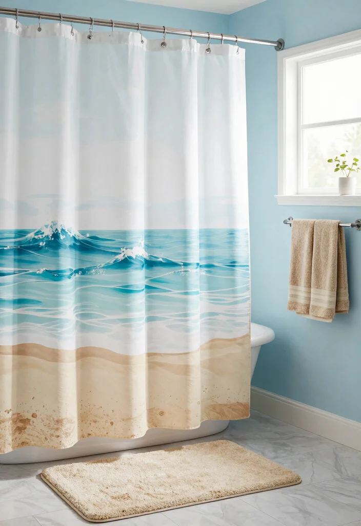 12 Sea Inspired Bathroom Ideas with Coastal Calm 51 12 Sea Inspired Bathroom Ideas with Coastal Calm 11. Beachy Shower Curtains 0