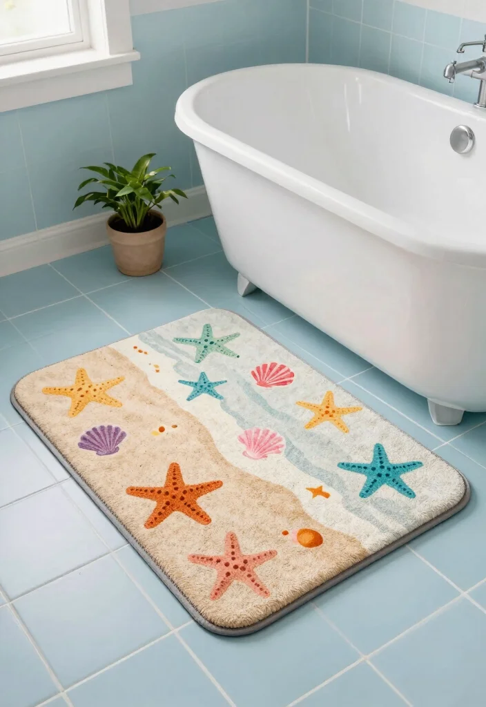 12 Sea Inspired Bathroom Ideas with Coastal Calm 27 12 Sea Inspired Bathroom Ideas with Coastal Calm 7. Beachy Bath Mats 0