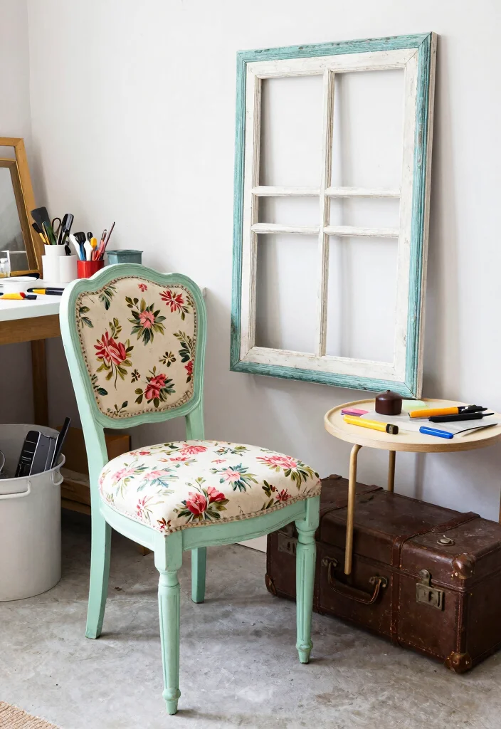 12 Shabby Chic Living Room Ideas with Soft Vintage Charm 9. Upcycled Decor Projects 0