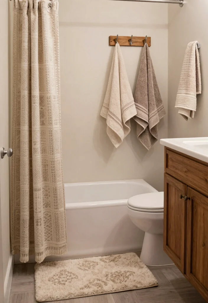 12 Small Farmhouse Bathroom Ideas with Cozy Rustic Details 40 12 Small Farmhouse Bathroom Ideas with Cozy Rustic Details 10. Cozy Textiles 0