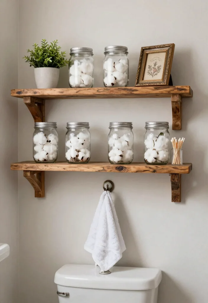 12 Small Farmhouse Bathroom Ideas with Cozy Rustic Details 12 12 Small Farmhouse Bathroom Ideas with Cozy Rustic Details 2. Rustic Wood Shelving 0