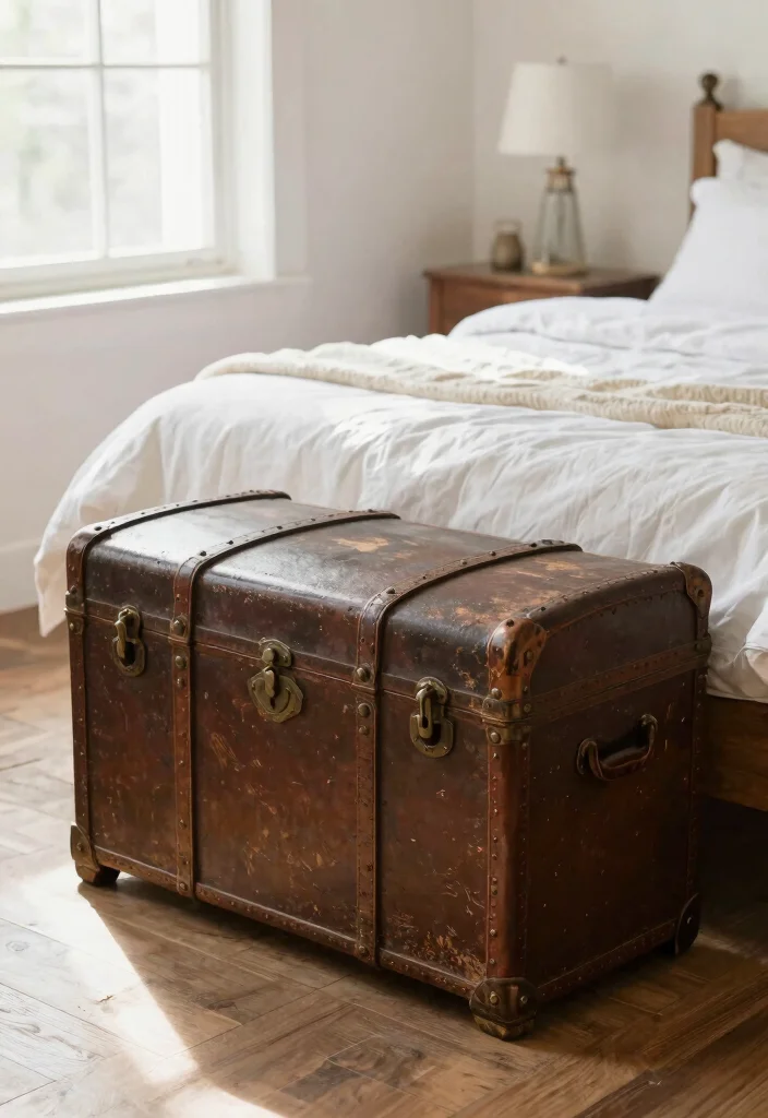 12 Small Space Bedroom Cabinet Ideas for Smart Storage 12. Vintage Trunks 0