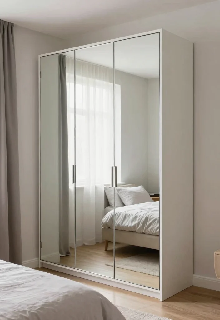 12 Small Space Bedroom Cabinet Ideas for Smart Storage 9. Wardrobe with Mirrors 0