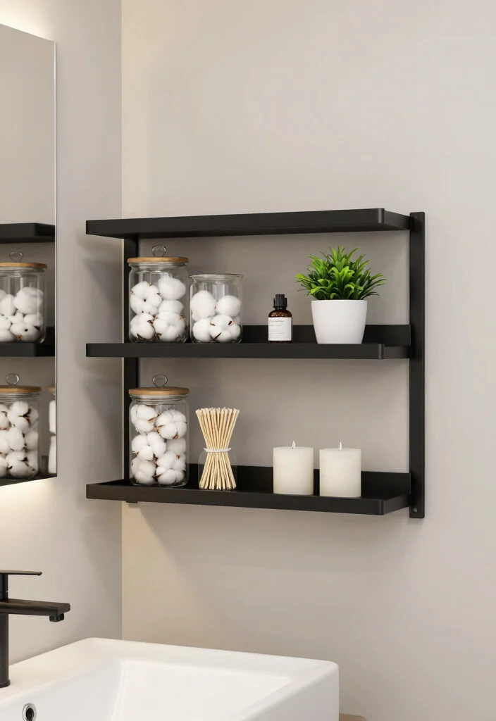 12 Wall Mounted Bathroom Shelving Ideas for Extra Storage 12 12 Wall Mounted Bathroom Shelving Ideas for Extra Storage 2. Sleek Metal Shelves 0