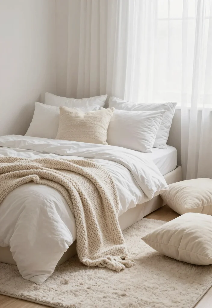 12 White Wall Bedroom Ideas for a Bright Airy Look 2 12 White Wall Bedroom Ideas for a Bright Airy Look 2. Layering Textiles for Warmth 0