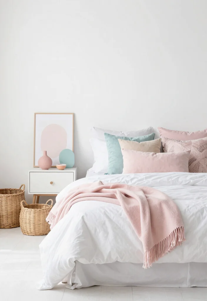 12 White Wall Bedroom Ideas for a Bright Airy Look 15 12 White Wall Bedroom Ideas for a Bright Airy Look 5. Accent with Soft Pastels 0