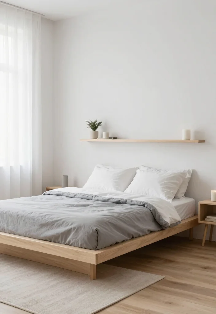 12 White and Grey Bedroom Ideas for Calm Minimal Style 1. Sleek Scandinavian Simplicity 0