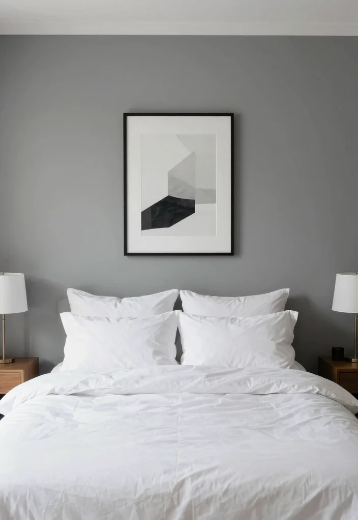 12 White and Grey Bedroom Ideas for Calm Minimal Style 11. Grey Accent Walls 0