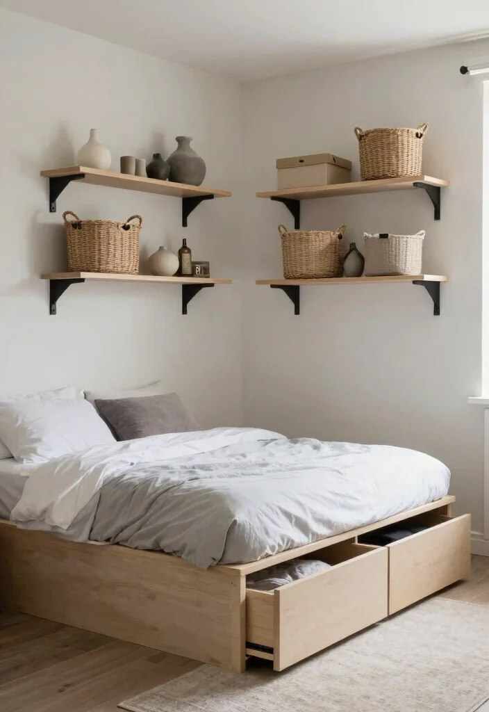 12 White and Grey Bedroom Ideas for Calm Minimal Style 12. Innovative Storage Solutions 0