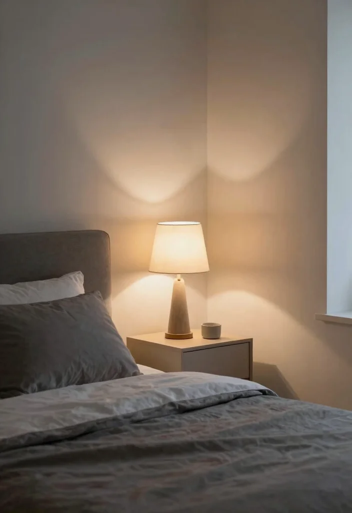 12 White and Grey Bedroom Ideas for Calm Minimal Style 8. Ambient Lighting 0