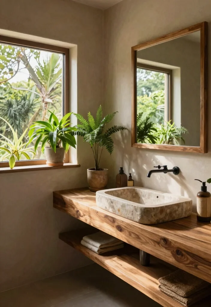 14 Aesthetic Bathroom Decor Ideas with Soft Modern Vibes 4. Natural Elements 0